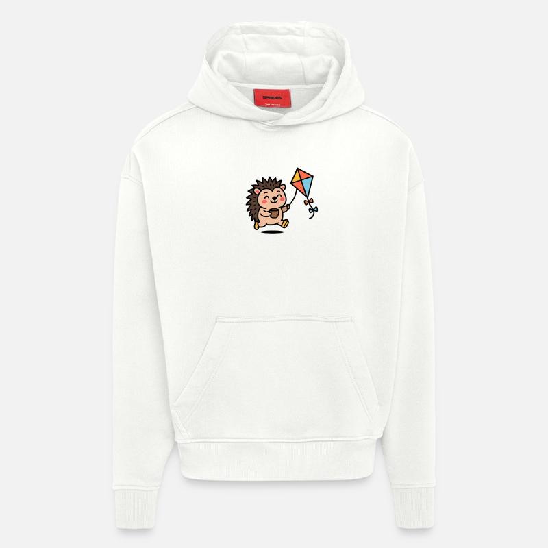 Igel mit Drachen und Becher - Hoodie- made by SPREAD  - OFF WHITE