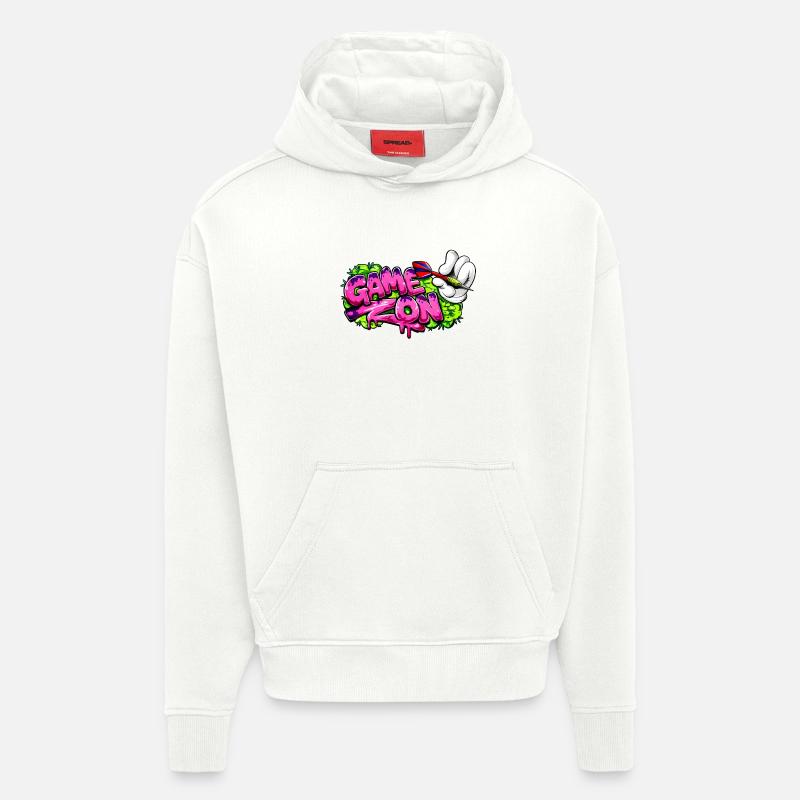 Fléchettes, fléchettes, jeu sur le graffiti - Sweat à capuche bio épais oversize fabriqué en UE - OFF WHITE