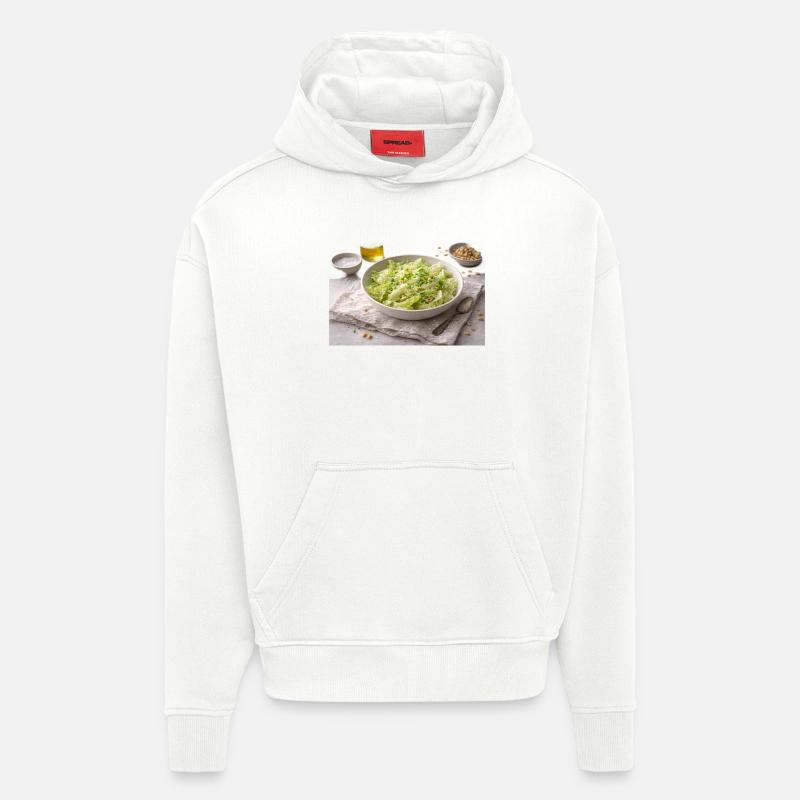 Salade aux pignons de pin - Sweat à capuche bio épais oversize fabriqué en UE - OFF WHITE