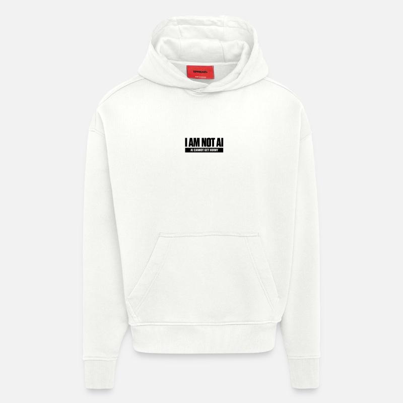 L’IA ne peut pas devenir excitée - Sweat à capuche bio épais oversize fabriqué en UE - OFF WHITE