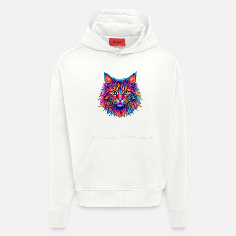 Neon Katzenkopf Farbexplosion - Hoodie- made by SPREAD  - OFF WHITE