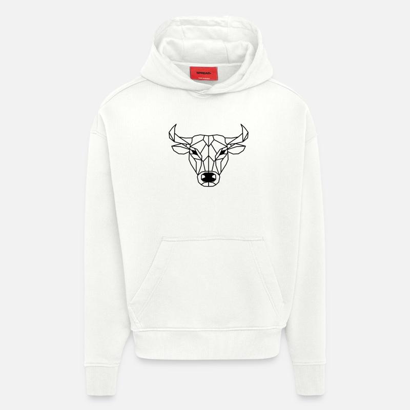 Polygone de bœuf - Sweat à capuche bio épais oversize fabriqué en UE - OFF WHITE