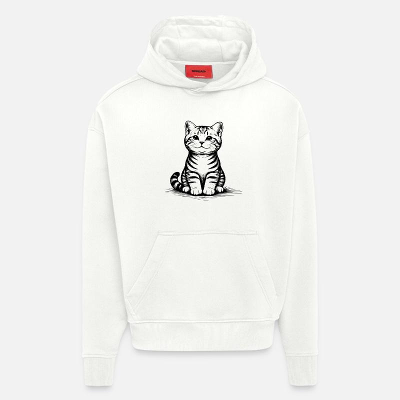 Katzenbaby_sitzend - Sweat à capuche bio épais oversize fabriqué en UE - OFF WHITE