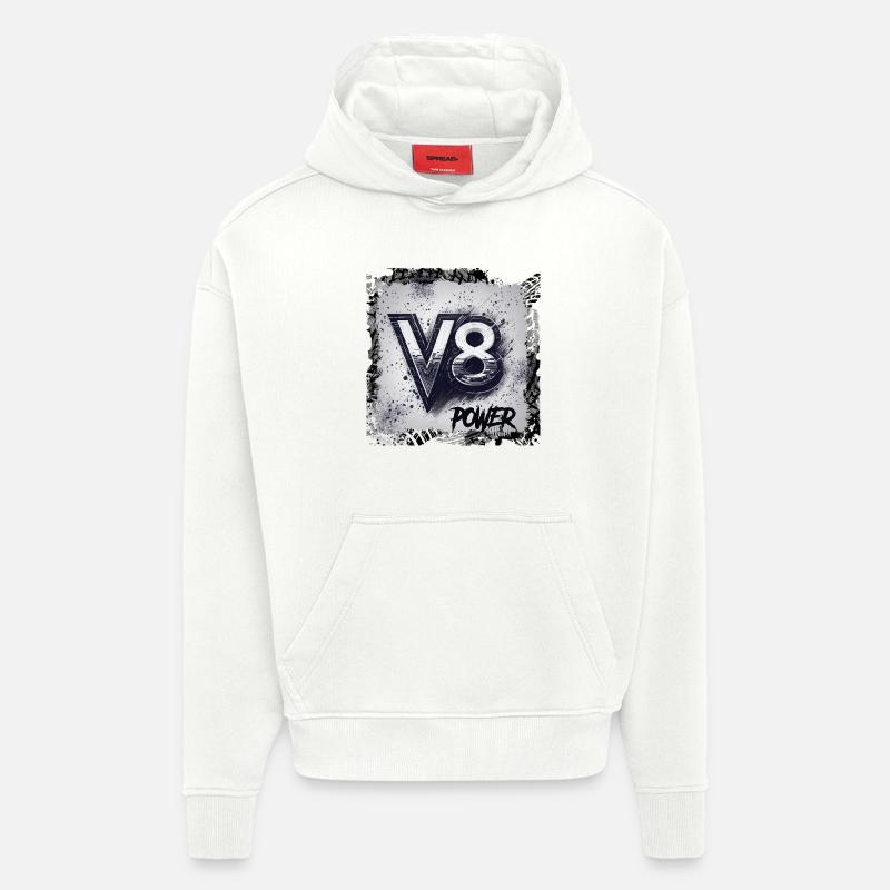 Puissance du V8 - Sweat à capuche bio épais oversize fabriqué en UE - OFF WHITE