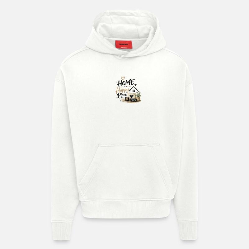 La maison est mon Happy Place - Sweat à capuche bio épais oversize fabriqué en UE - OFF WHITE