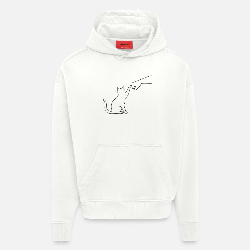 Patte de chat drôle - Sweat à capuche bio épais oversize fabriqué en UE - OFF WHITE