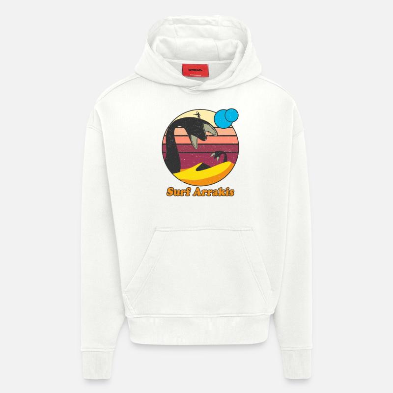 Surf Arrakis Rétro Graphique - Sweat à capuche bio épais oversize fabriqué en UE - OFF WHITE