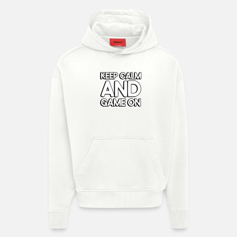 Restez calme et jouez - Sweat à capuche bio épais oversize fabriqué en UE - OFF WHITE