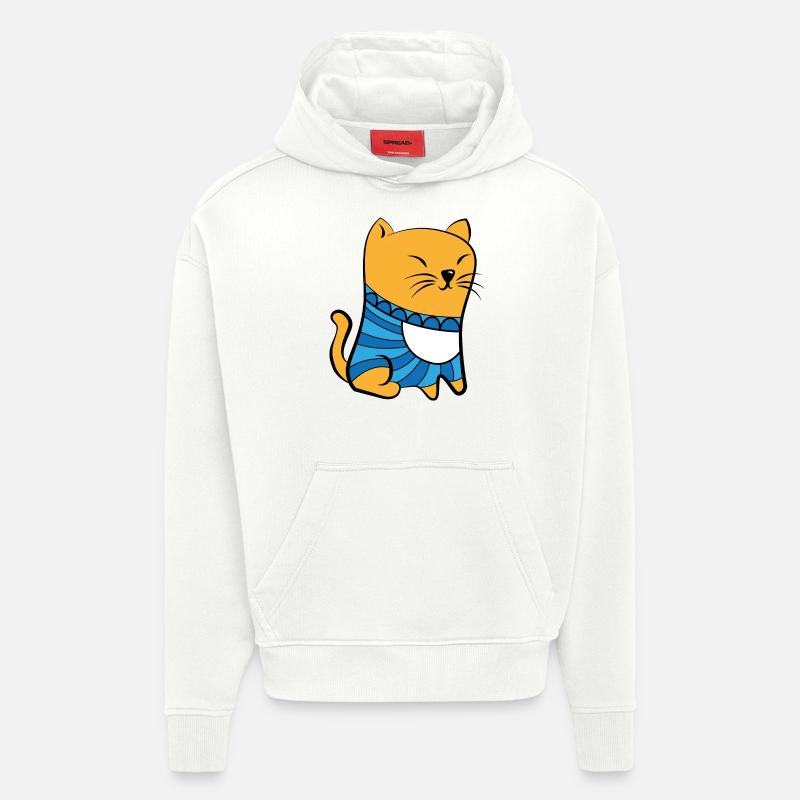 Katze mit Pullover - Hoodie- made by SPREAD  - OFF WHITE