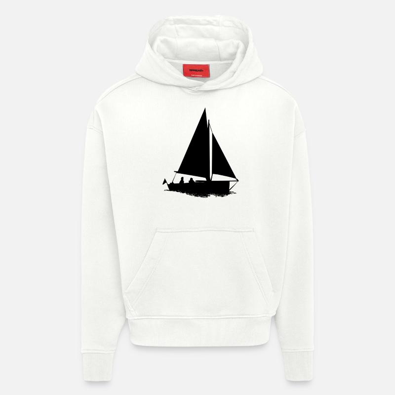 bateau à voile - Sweat à capuche bio épais oversize fabriqué en UE - OFF WHITE