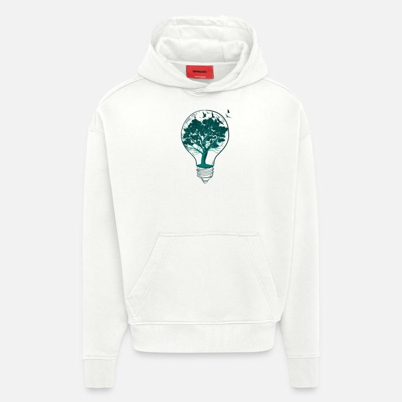 Arbre nature de l'ampoule - Sweat à capuche bio épais oversize fabriqué en UE - OFF WHITE