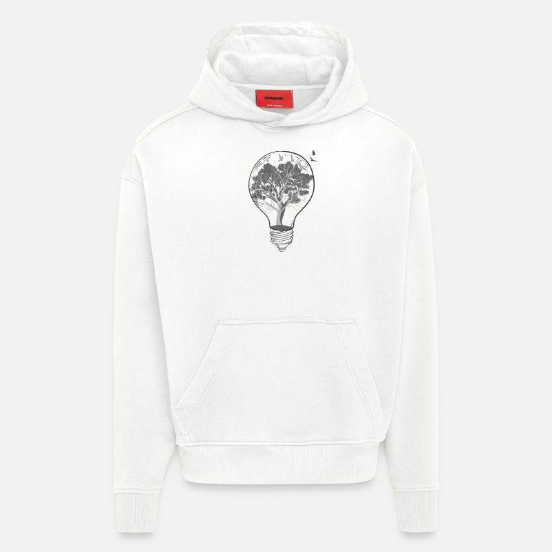 Lightbulb Arbres Noir Blanc - Sweat à capuche bio épais oversize fabriqué en UE - OFF WHITE