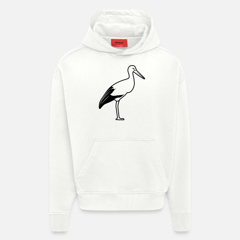 stands de cigogne - Sweat à capuche bio épais oversize fabriqué en UE - OFF WHITE