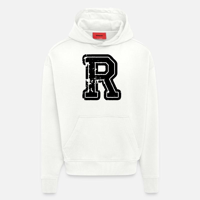 buchstabe_r - Sweat à capuche bio épais oversize fabriqué en UE - OFF WHITE