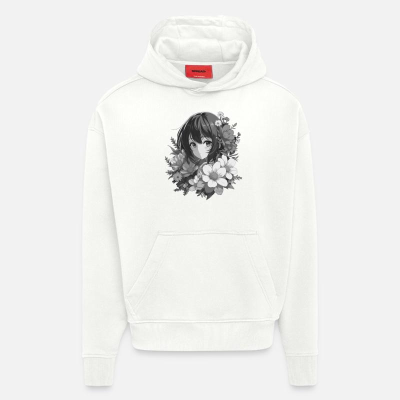 Fille aux fleurs 🌸 - 2 - Sweat à capuche bio épais oversize fabriqué en UE - OFF WHITE