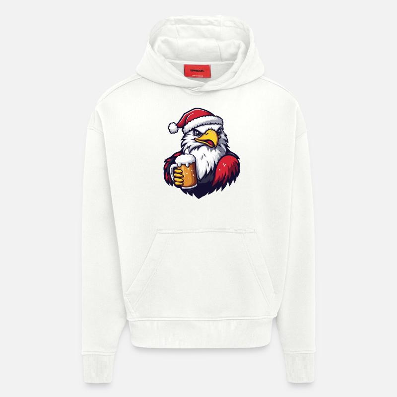 Bière de Noël Eagle - Sweat à capuche bio épais oversize fabriqué en UE - OFF WHITE