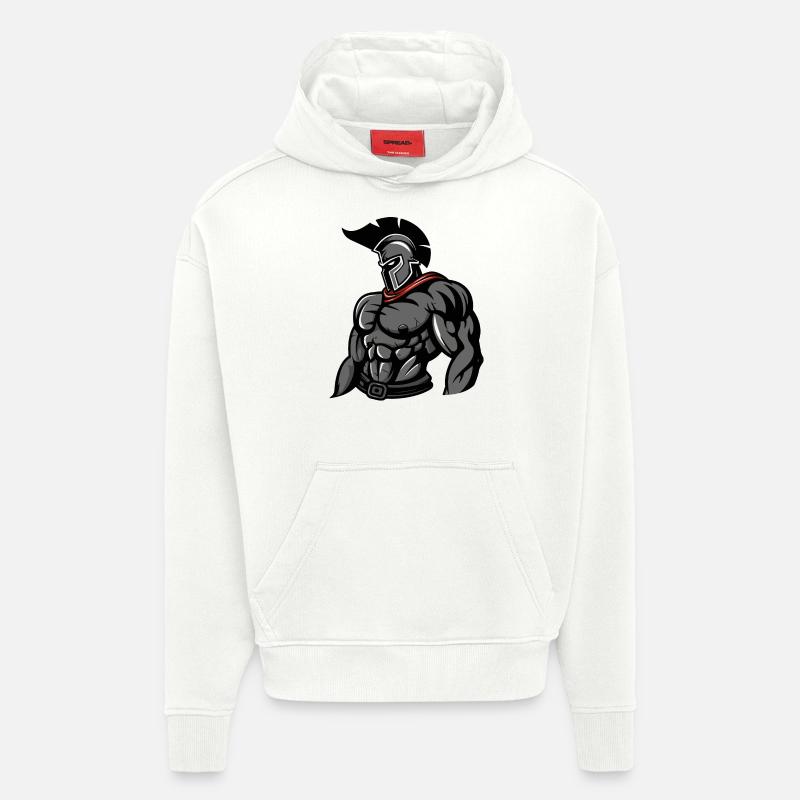 Spartan Muscles Musculation Gladiateur - Sweat à capuche bio épais oversize fabriqué en UE - OFF WHITE