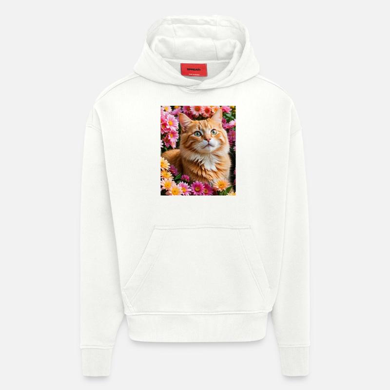 Chat - Sweat à capuche bio épais oversize fabriqué en UE - OFF WHITE