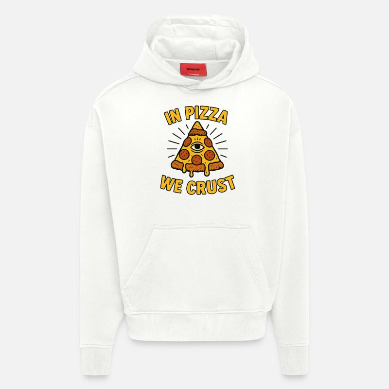 Dans la pizza on croûte - Sweat à capuche bio épais oversize fabriqué en UE - OFF WHITE
