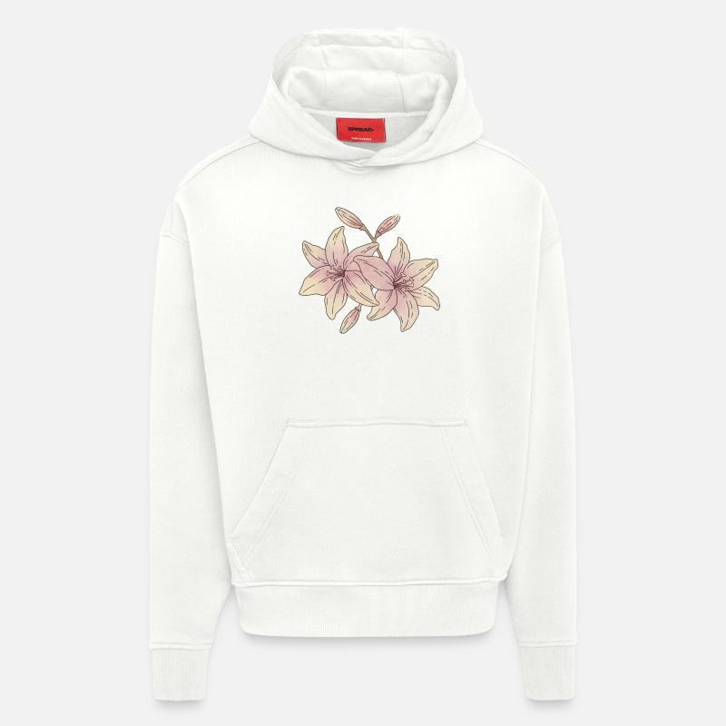 Fleurs de lys - Sweat à capuche bio épais oversize fabriqué en UE - OFF WHITE
