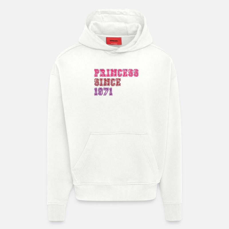 1971 Anniversaire Princesse - Sweat à capuche bio épais oversize fabriqué en UE - OFF WHITE