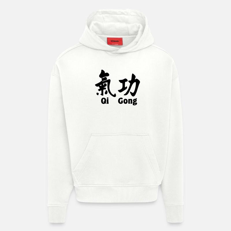 QI-Gong-Skript mit Text horizontal - Hoodie- made by SPREAD  - OFF WHITE