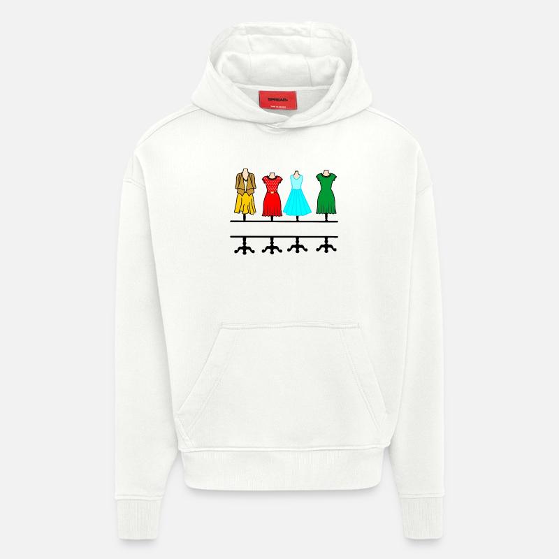 Mode féminine avec espace de texte - Sweat à capuche bio épais oversize fabriqué en UE - OFF WHITE