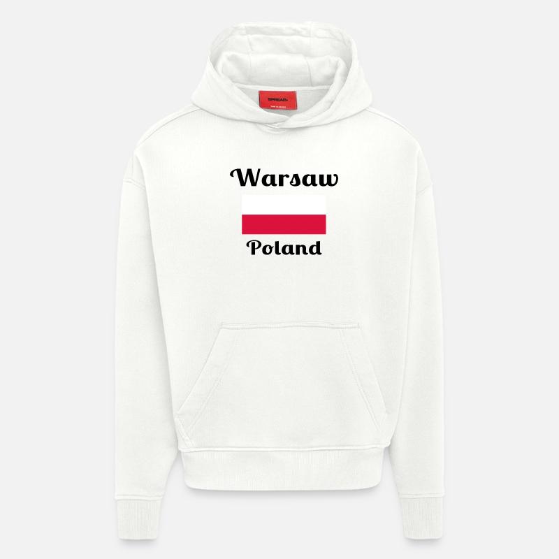 Varsovie, Pologne - Imprimés élégants - Sweat à capuche bio épais oversize fabriqué en UE - OFF WHITE
