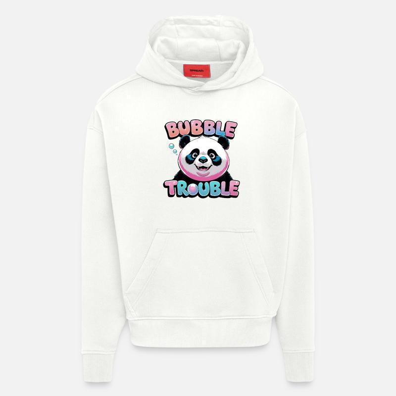Impression ludique de verre Panda Bubbel - Sweat à capuche bio épais oversize fabriqué en UE - OFF WHITE