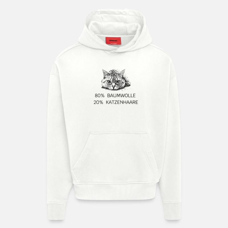 80 % coton - 20 % poils de chat - Sweat à capuche bio épais oversize fabriqué en UE - OFF WHITE