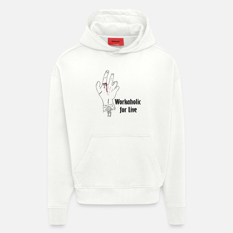 Workaholic pour la vie - Sweat à capuche bio épais oversize fabriqué en UE - OFF WHITE
