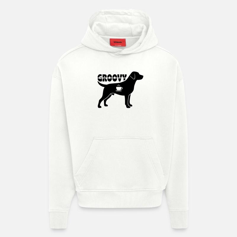 Groovy Hund Kaffee Silhouette Retro - Hoodie- made by SPREAD  - OFF WHITE