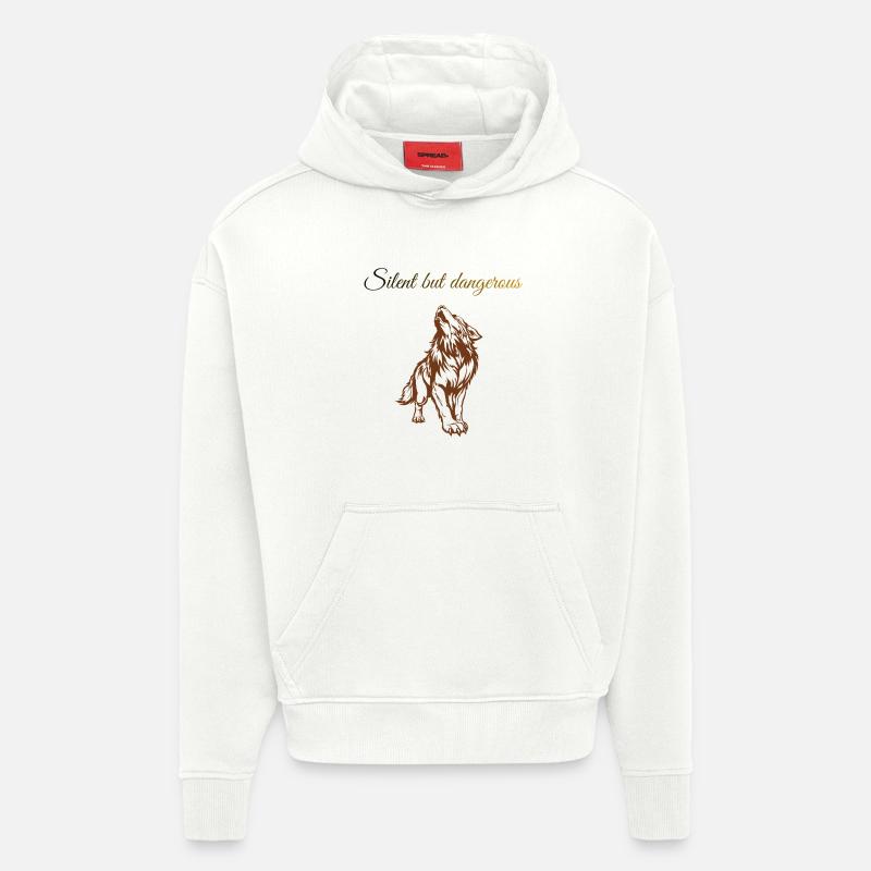 Sûra conçoit Silent Wolf Howl - Sweat à capuche bio épais oversize fabriqué en UE - OFF WHITE