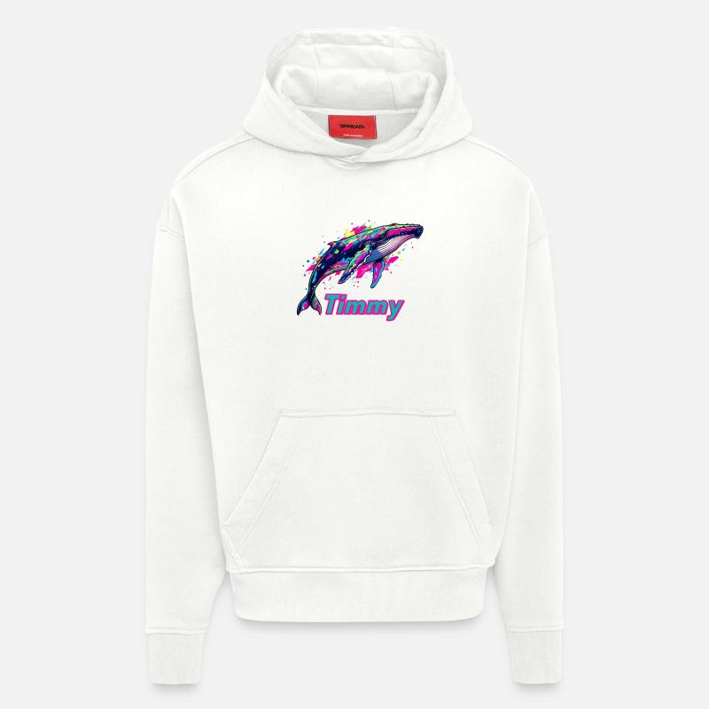 Graffiti néon de Timmy - Sweat à capuche bio épais oversize fabriqué en UE - OFF WHITE