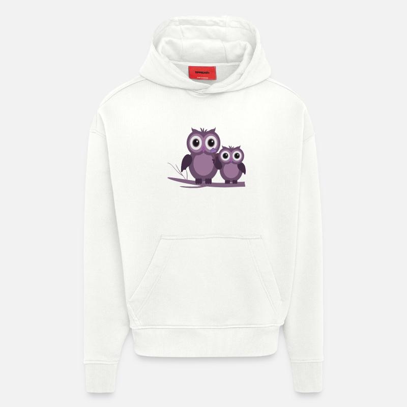 zwei Eulen Lila Pflaume Flieder - Hoodie- made by SPREAD  - OFF WHITE