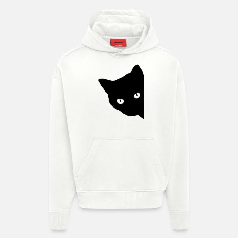 Silhouette de chat - Sweat à capuche bio épais oversize fabriqué en UE - OFF WHITE