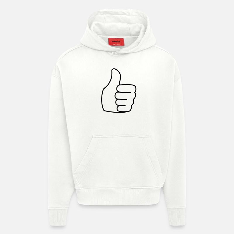 pouces vers le haut - Sweat à capuche bio épais oversize fabriqué en UE - OFF WHITE