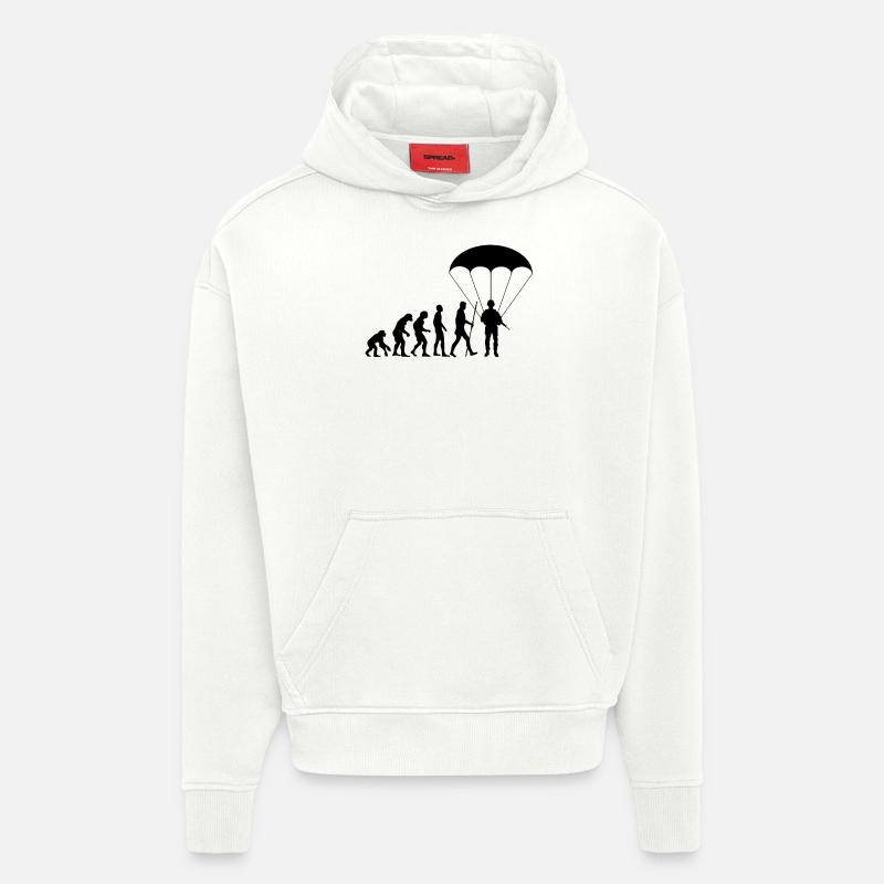 Evolution parachutiste parachutiste - Sweat à capuche bio épais oversize fabriqué en UE - OFF WHITE