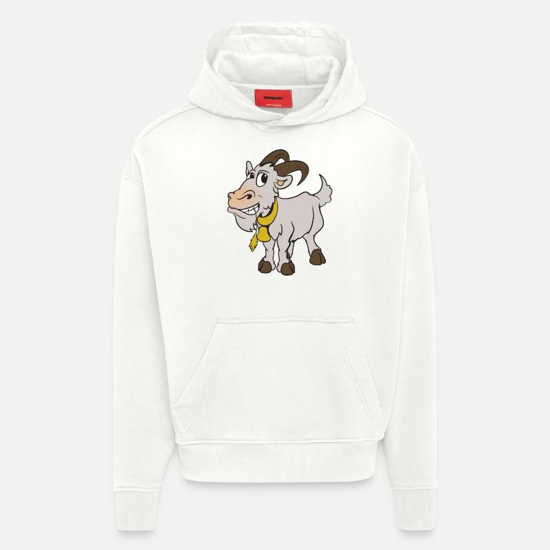 chèvre de chèvre - Sweat à capuche bio épais oversize fabriqué en UE - OFF WHITE