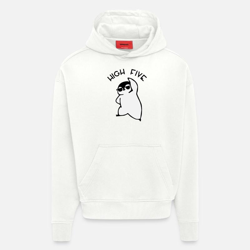 High Five - Pingouin - Sweat à capuche bio épais oversize fabriqué en UE - OFF WHITE