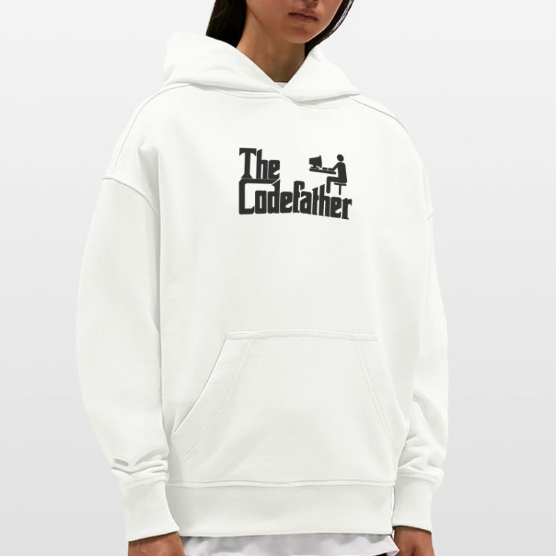 Le cadeau de codage PC Codefather Programmer Sweat à capuche bio épais oversize fabriqué en UE