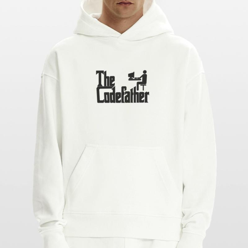 Le cadeau de codage PC Codefather Programmer Sweat à capuche bio épais oversize fabriqué en UE