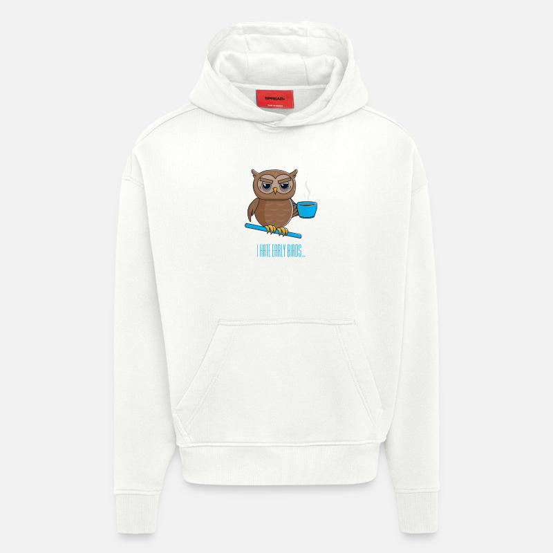 Nachteule mit Kaffee - Hoodie- made by SPREAD  - OFF WHITE