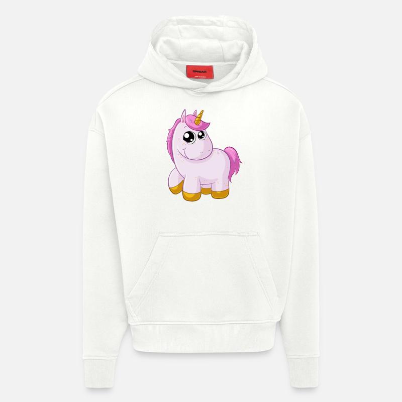 Pinkes Comic Einhorn - Hoodie- made by SPREAD  - OFF WHITE