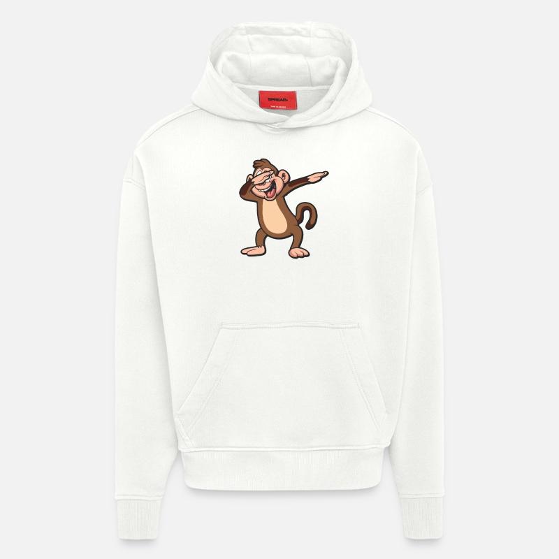 Dabbing Monkey - Sweat à capuche bio épais oversize fabriqué en UE - OFF WHITE