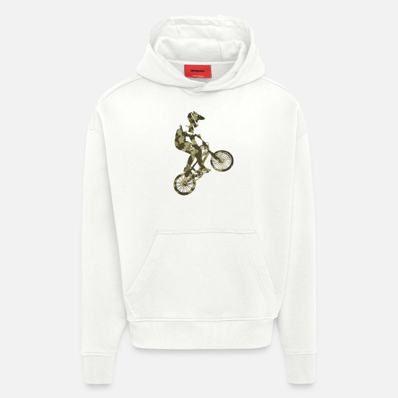 BMX camouflage vert - Sweat à capuche bio épais oversize fabriqué en UE - OFF WHITE