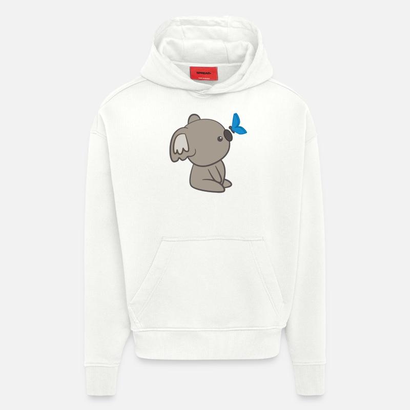 Koala - Koalas - T-shirt Koala - Papillon - Sweat à capuche bio épais oversize fabriqué en UE - OFF WHITE