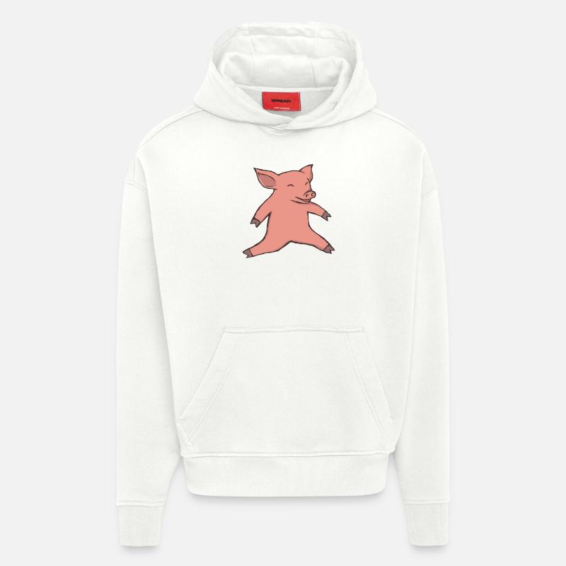 Cochon au saut en longueur - Sweat à capuche bio épais oversize fabriqué en UE - OFF WHITE