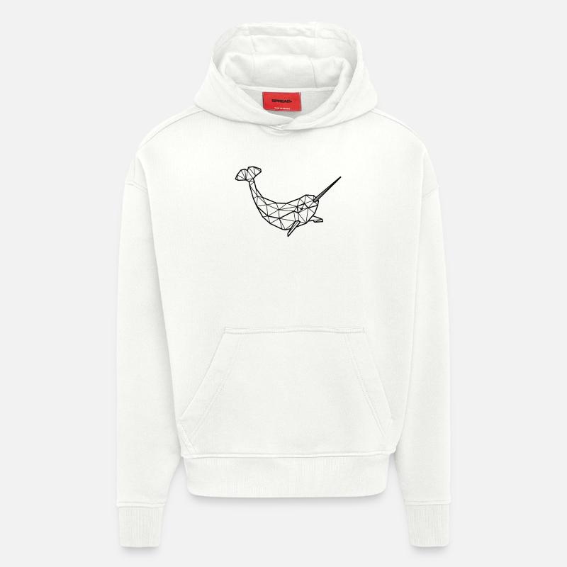 Polygone narval - Sweat à capuche bio épais oversize fabriqué en UE - OFF WHITE