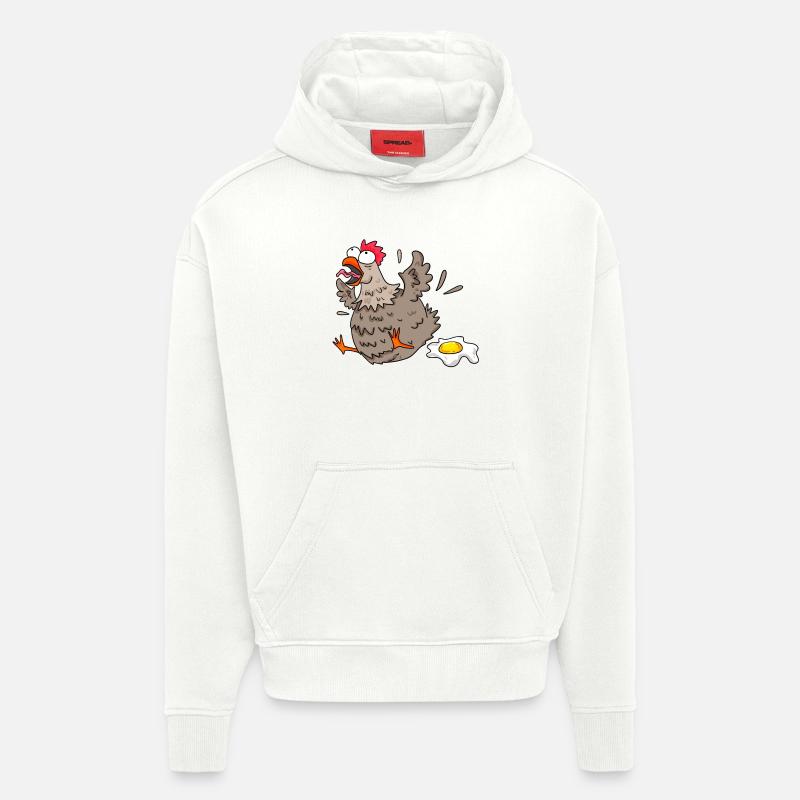 Poulet drôle - Sweat à capuche bio épais oversize fabriqué en UE - OFF WHITE